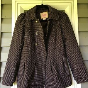 Pink Envelope - BLACK  & PINK Micro-Pattern Peacoat